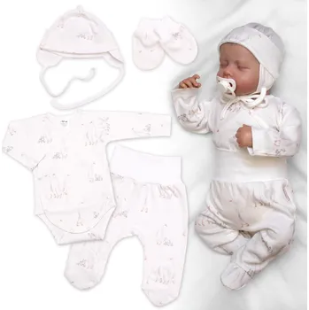 Kojenecká souprava Baby Nellys Sada oblečení pro miminko, 4D, bavlna, Husičky, smetanové Velikost: 68 (3-6m)