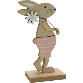 Velikonoční dekorace Dekorační zajíček s kytkou 16 cm 4000012
