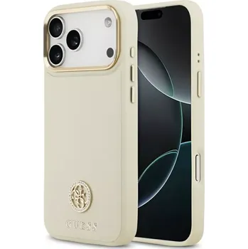 Pouzdro na mobilní telefon Pouzdro GUESS pro IPHONE 17 Pro Max kompatibilní s MagSafe GUHMP17XPGCRMDEE (PU W/ Grained Strass Logo) béžové