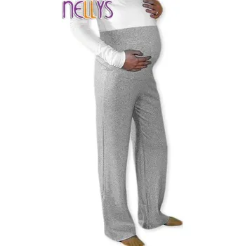 Těhotenské šaty Be MaaMaa Těhotenské tepláky - šedý melír Velikost oblečení: S (36)