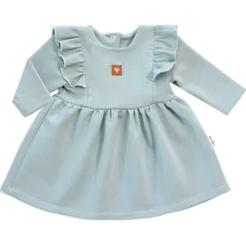 Kojenecké šaty Baby Nellys Dětské teplákové šaty, tunika Vintage Love - mátové Velikost: 80 (9-12m)