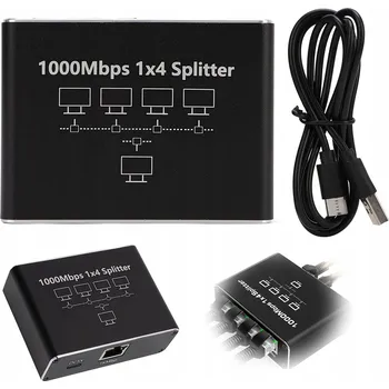 Switch GIGABITOVÝ SWITCH LAN 4 PORTY RJ45 ROZDĚLOVAČ ETHERNET PRO INTERNET