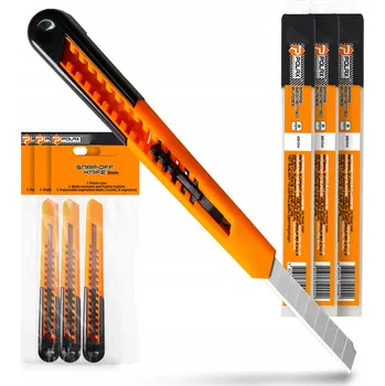 Pracovní nůž 3x Nůž NA TAPETY 9 mm ŘEZÁK Čalounický NA KARTON PAPÍR 33x ČEPELE 6Z-P