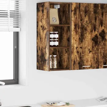 Policová skříň vidaXL Závěsná skříňka s úložištěm Riga Kouřový dub 30 x 29,5 x 80 cm