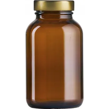 Sklenice 250 ml Sklenice PHARMA + stříbrné víčko OCEL kapsle, UV ochrana