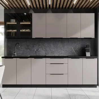 Kuchyňská linka Kuchyňská linka ARONA | 265 cm | PREMIUM BOX zásuvky | UNI dvířka | černá/kašmír