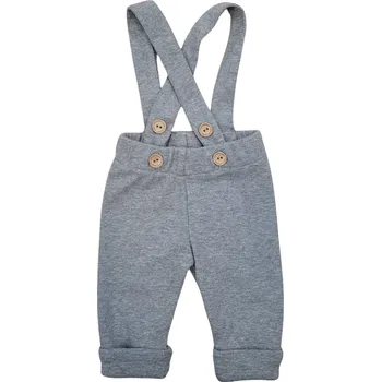 Dupačky Kazum Žebrované rostoucí legíny se šlemi na knoflíky - šedé melírová Velikost: 68/74 (6-9m)