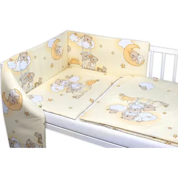 Povlečení Baby Nellys Mantinel s povlečením Premium, 3D sada, Medvídek na žebříku, žlutý, 120x90 cm Velikost povlečení: 135x100, Rozměry polštáře: 40 x 60, Rozměry přikrývky: 135 x 100