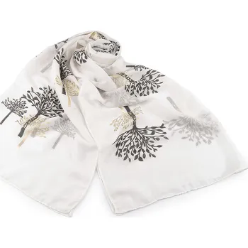 Šátek Šátek / šála se zlatým potiskem 70x175 cm, barva 1 bílá