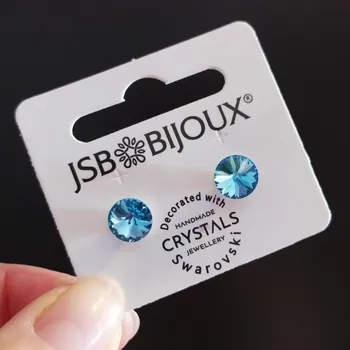 Módní doplněk JSB bijoux Náušnice RIVOLI puzety 8mm - Aquamarine