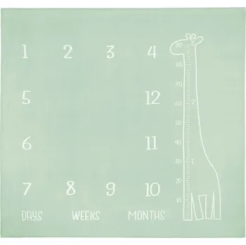 Dětská deka Sensillo Milníková mušelínová plenka/dečka 120x120 cm Žirafka Sensillo, mátová