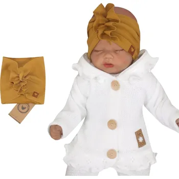 Z&Z Stylová bavlněná Čelenka/Turban, hořčicová Velikost: 80-98 (9-36m)