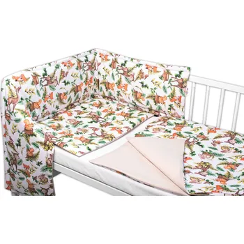 Povlečení Baby Nellys 3-dílná sada Mantinel s povlečením, Baby Friends, bílé/béžové Velikost povlečení: 120x90, Rozměry polštáře: 40 x 60, Rozměry přikrývky: 120 x 90