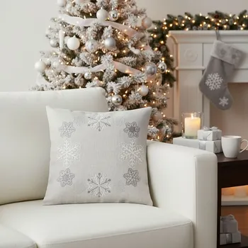 Polštář Návlek na polštář, Kouzelné vločky, šedý, 40 x 40 cm