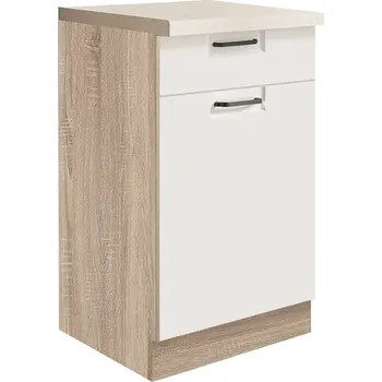 FAVORIT w | dolní skříňka FW-3D se zásuvkou a policí | 45 cm | bílá lesk | VÝBĚR KORPUSU a KOVÁNÍ