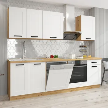 Kuchyňská linka Kuchyňská linka LUNA ab | 250 cm | PREMIUM BOX zásuvka | UNI dvířka | artisan/bílá