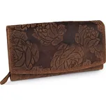 Dámská peněženka kožená s květy