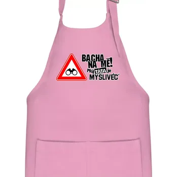 Kuchyňská zástěra Bacha na mě! Můj táta je myslivec - Dětská zástěra na vaření - Univerzální velikost ( Růžová )