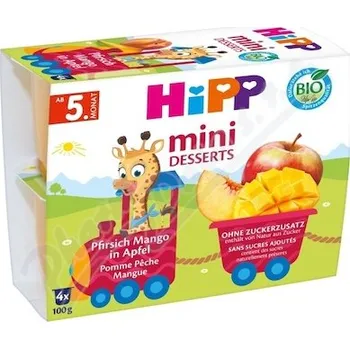 HiPP mini dezert jablka-broskve BIO 5m 4x100g