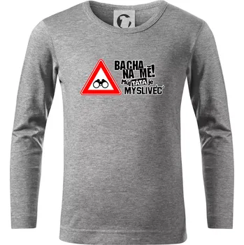 Chlapecké tričko Bacha na mě! Můj táta je myslivec - Triko dětské Long Sleeve - 122 cm/6 let ( Tmavě šedý melír )