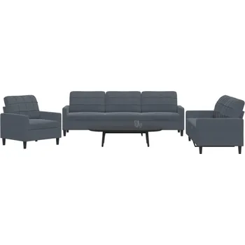 Pohovka zahrada-XL 3dílná sedací souprava s poduškami tmavě šedá samet 3278432