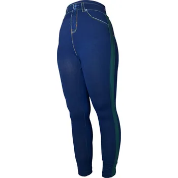 Dámské legíny Dámské bambusové legíny modré se zeleným pruhem DH988-4 Velikost: XXL/3XL