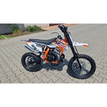malá motorka Minicross NTR50 Racing Deluxe 12x10 oranžová sedlo 67cm