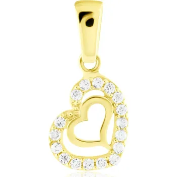 Přívěsek GEMMAX Original – garance kvality Zlatý přívěsek srdíčko se zirkony – zlatý šperk ryzosti 585/1000 v Dárkovém balení s Certifikátem GLPYB-24661