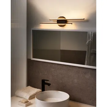 Stojací lampa LED zrcadlo/obrazová lampa černá kovová akrylová LED lampa koupelnová zrcadlová lampa moderní minimalistický design Beliani