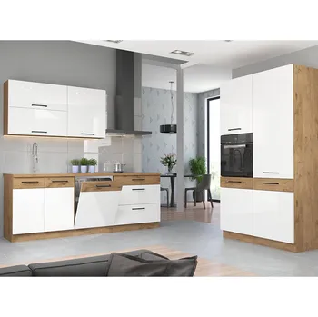 Kuchyňská linka Kuchyňská linka VIGO b | 220 + 120 cm | PREMIUM BOX | UNI dvířka | lancelot/bílá lesk