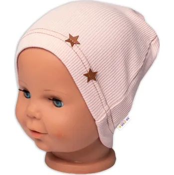 Kojenecký body Baby Nellys Žebrovaná čepice Hvězdičky - pudrová Velikost: 68/74 (6-9m)