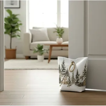 Polštář Dveřní zarážka - závaží, Zimní krajinka s domečky, 22 x 23 cm