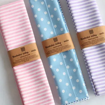 Šátek KNITVA Bavlněné šátky 65 x 65 cm modrý puntík - sada 2 kusů