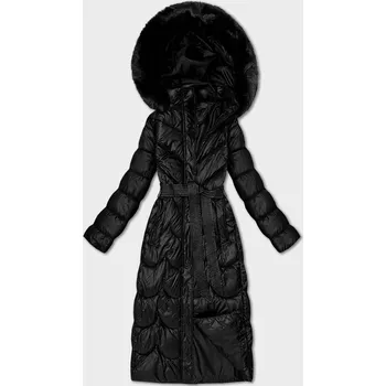 Dámský kabát Klasický černý prošívaný kabát s kapucí Minority (T3-2620#-1) odstíny černé S (36)
