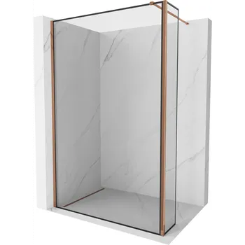 Mexen Kioto sprchová stěna Walk-in 140 x 30 cm, černý rám, růžové zlato - 800-140-212-60-70-030 Sprchové stěny