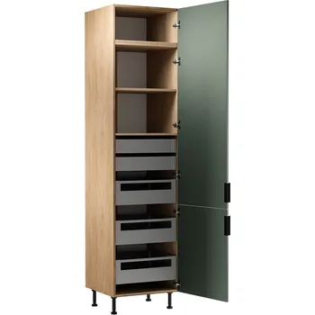 Kuchyňská skříňka SORENTO pg | vysoká skříňka D60T potravinová s policemi a zásuvkami | 60 cm | UNI | puccini/zelená