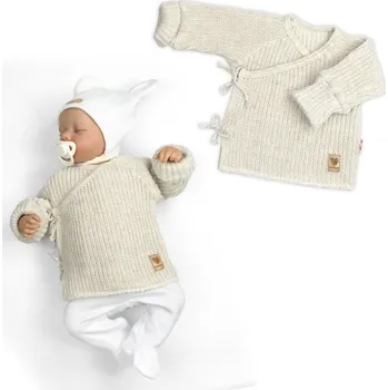 Baby Nellys Kojenecký svetřík, rostoucí, na zavazování na boku - sv. béžová, písková Velikost: 62/68 (3-6m)