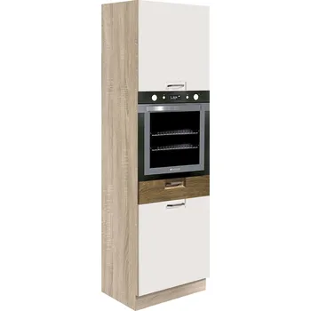 FAVORIT r | vysoká skříňka FR-20D na vestavnou troubu | 60 cm | ribbeck/bílá lesk | VÝBĚR KORPUSU a KOVÁNÍ