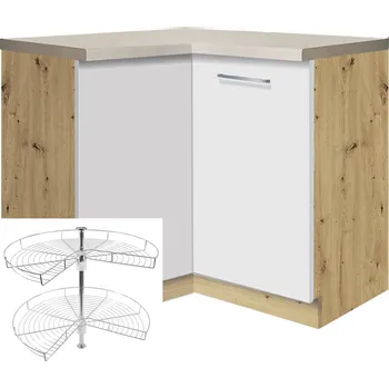 Kuchyňská linka CREATIVA wh | dolní skříňka CRE-16D rohová + otočná police | 90x90 cm | VÝBĚR KORPUSU | bílá lesk