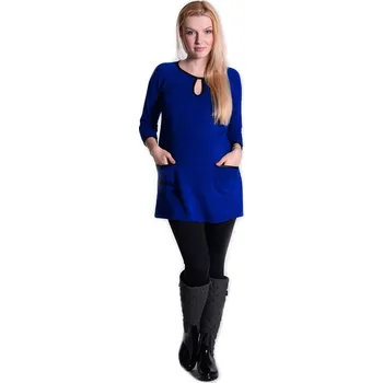 Těhotenské šaty Be MaaMaa Tunika, šaty 3/4 rukáv - sytě tm.modrá Velikost oblečení: S/M