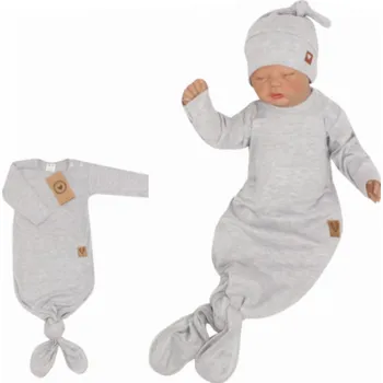 Kojenecký body Z&Z Kojenecký rostoucí bavlněný overálek + čepička, šedý Velikost koj oblečení: 56/62 (0-3m)