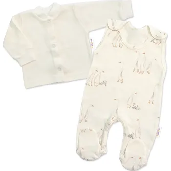 Kojenecká souprava Baby Nellys Kojenecké dupačky s košilkou, bavlna, Husičky, smetanové Velikost: 56 (1-2m)