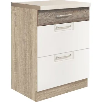 ECONO wh | dolní skříňka ECO-10D se zásuvkami | bílá lesk/san remo | VÝBĚR KORPUSU a KOVÁNÍ