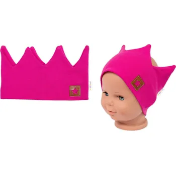 Baby Nellys Dvouvrstvá čelenka, Hand Made, bavlna, Korunka STAR - malinová, 80/98 Velikost: 80-98 (9-36m)