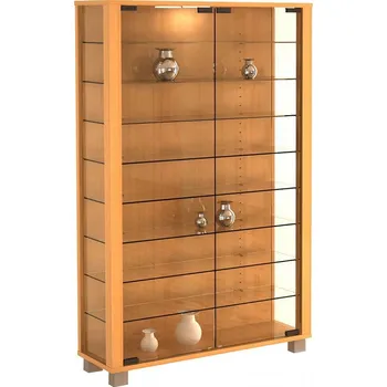 Knihovna Vcm Vitrína Lumo Mini s LED osvětlením, buk