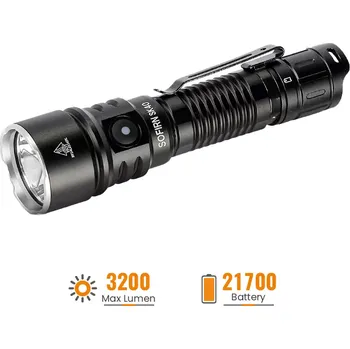 Nabíjecí taktická svítilna Sofirn SK40, 3200 lumenů, s akumulátorem (velmi výkonná taktická svítilna s teplotou 6500K, kvalitní baterka od firmy Sofirn s možností nošení na klipu)