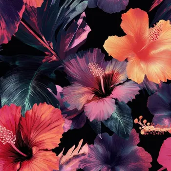 Zbytek - Satén elastický tropická vášeň