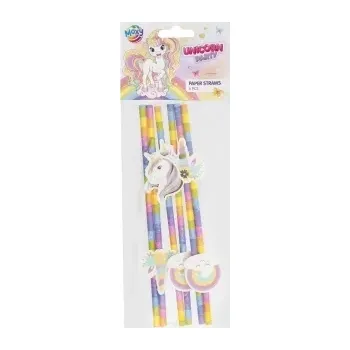 Papírová brčka s motivem jednorožce 6 ks