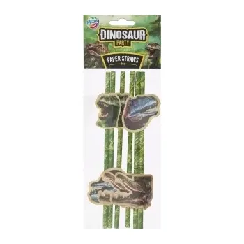 Papírová brčka s motivem dinosauři 6 ks