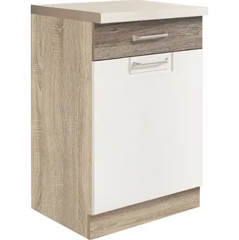 ECONO wh | dolní skříňka ECO-4D se zásuvkou a policí | bílá lesk/san remo | VÝBĚR KORPUSU a KOVÁNÍ